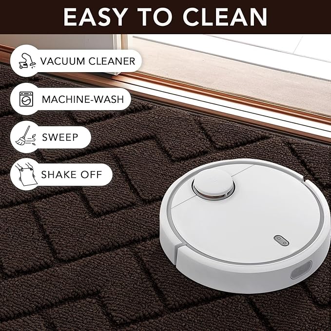 hicorfe Indoor Door Mat,Non Slip Door Mats,32"x48" Front Back Door Mat Rubber Backing,Absorbent Resist Dirt Entrance Inside Floor Mats for Entryway Washable Low-Profile(Coffee)