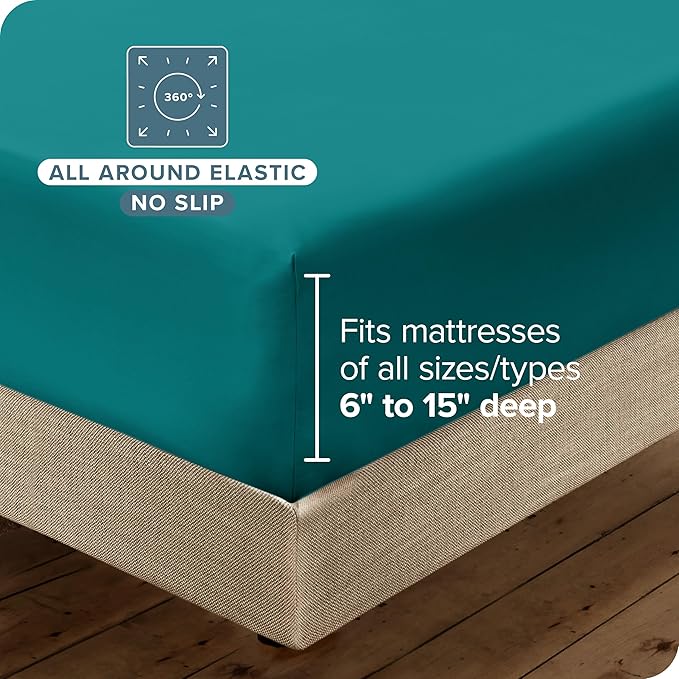 Bare Home Hotel Luxury King Sheet Set, Extra Soft - 6 Piece Set - Deep Pockets - Easy Fit - Cooling & Breathable - Wrinkle, Fade, Stain Resistant - Includes 4 Pillowcases (King, Emerald)