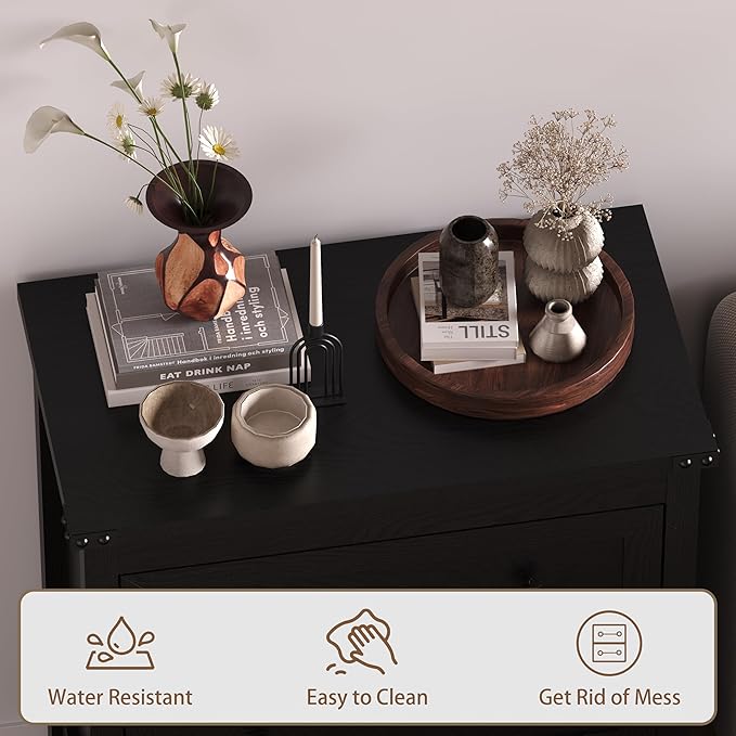 3-Drawer Dresser, Small Wooden Chest of Drawers with Metal Knobs, Water-Resistant Top, Storage Organizer with Anti-Tip Kit for Bedroom, Nursery, Living Room