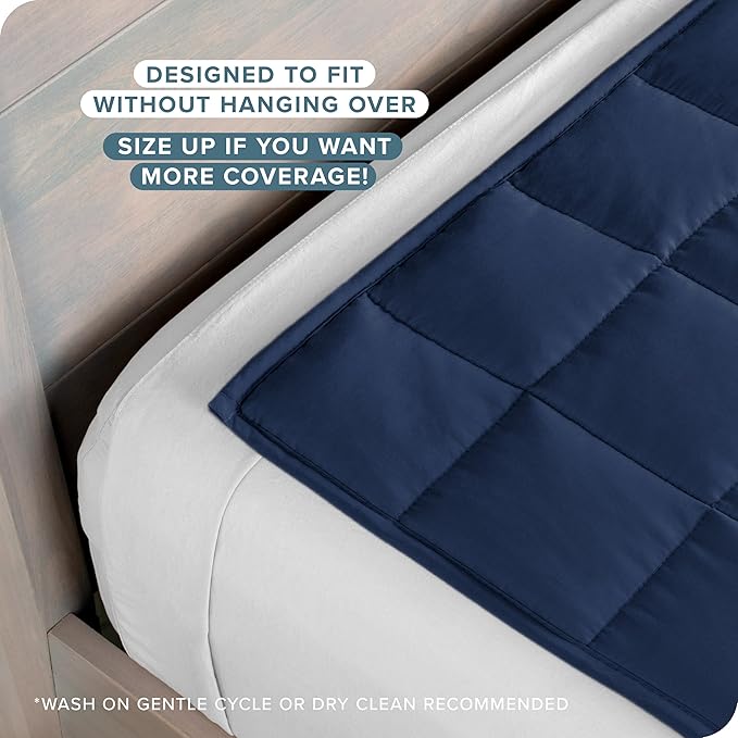 Bare Home Weighted Blanket All-Natural 100% Cotton with Nontoxic Glass Beads 40"x60" 10lbs, Dark Blue