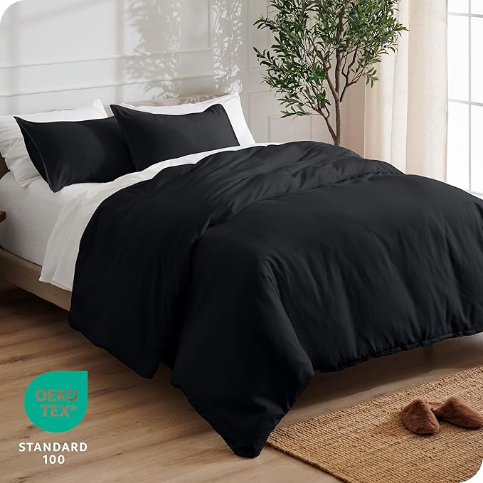 Bare Home Bedding Duvet Cover Extra Long Size - Premium 1800 Super Soft Collection - Lightweight, Cooling Duvet Cover - Soft Breathable Bedding (Twin/Twin XL, Black)