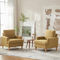 VKNOW Mid-Century Accent Chairs Set of 2, No Tools Assembly Required, Modern Upholstered Polyester Armchairs for Living Room & Bedroom, Comfortable Reading Chairs with Wood Legs, Yellow