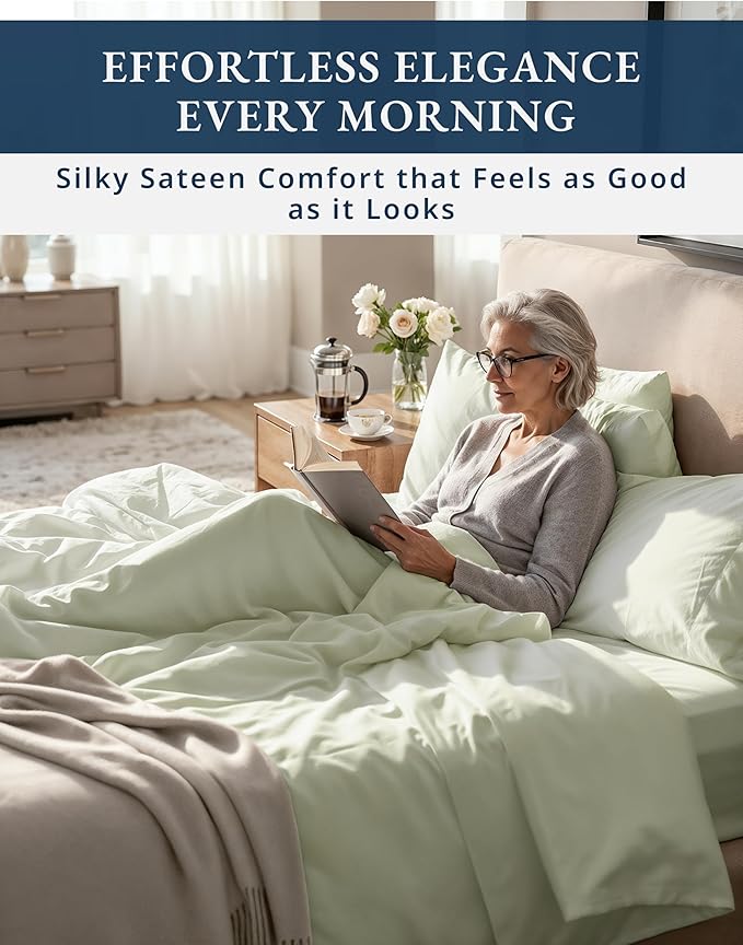 LANE LINEN 100% Egyptian Mercerized Cotton Twin Sheets Set - 1000 Thread Count, Eco Friendly Sustainably Produced No Pill Fade Resistant 15 Iinch Deep Pocket Cotton Sheets Twin - Mineral
