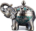 K COOL Metal Backflow Incense Holder Elephant Cone Incense Burner Candle Holder with Lid, Aromatherapy Ornament Home Office Decoration for Indoor Outdoor (Green)
