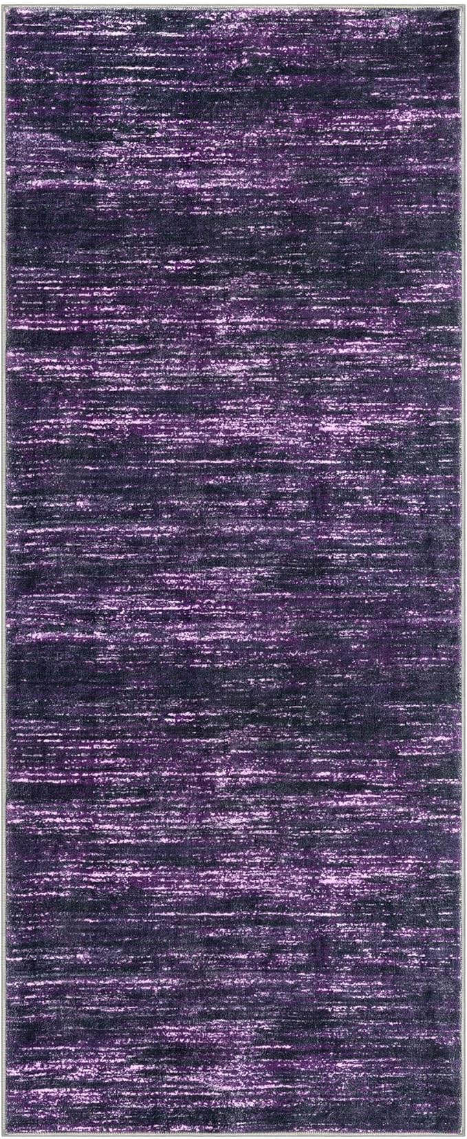 2x5 Modern Abstract Runner Rug for Hallways, Purple White Super Soft Hallway Decor Kitchen Rugs with Non-Slip, Non-Shedding Washable Rug for Hallways Entryway Bedroom Indoor