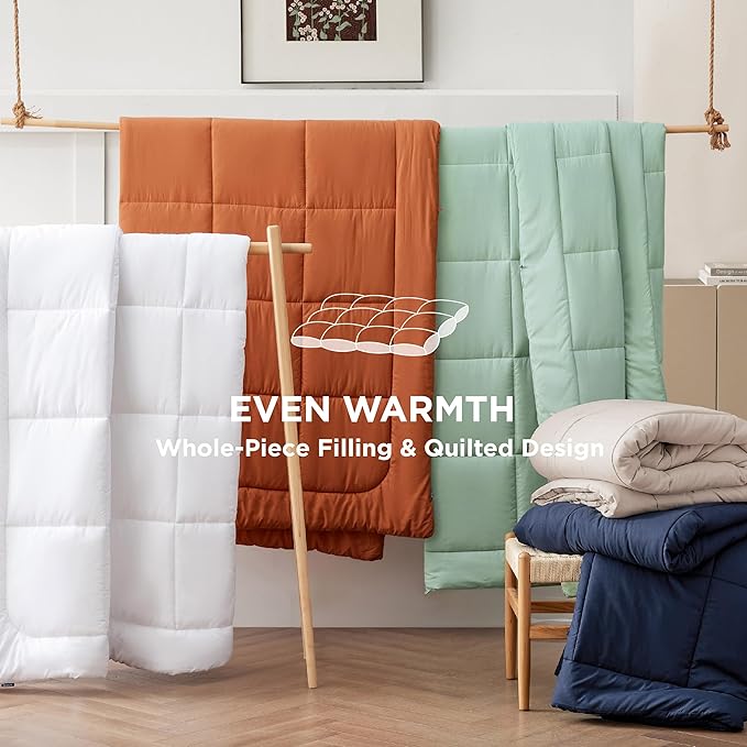 Bedsure Comforter Duvet Insert - Quilted Comforters Queen Size, All Season Duvet, GentleSoft Down Alternative Bedding, with 8 Tabs, Gifts for Women/Men, Olive Green, Queen 88 x 88 Inches