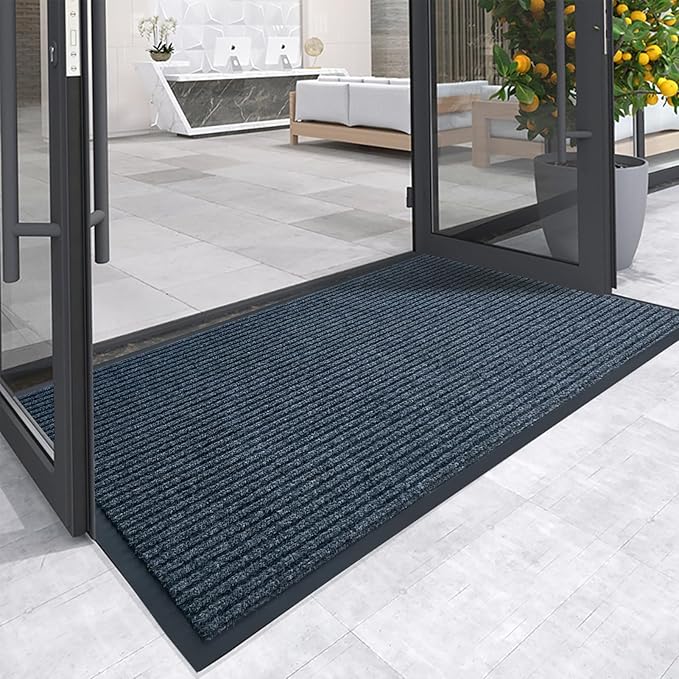 Front Door Mat,4'x5'Indoor Outdoor Door Mat,Heavy Duty Durable Welcome,Commercial Floor Mats Inside Outside Entrance, Waterproof All-Season, All-Weather Non Slip Backing Doormat for Entryway,Dark Gray