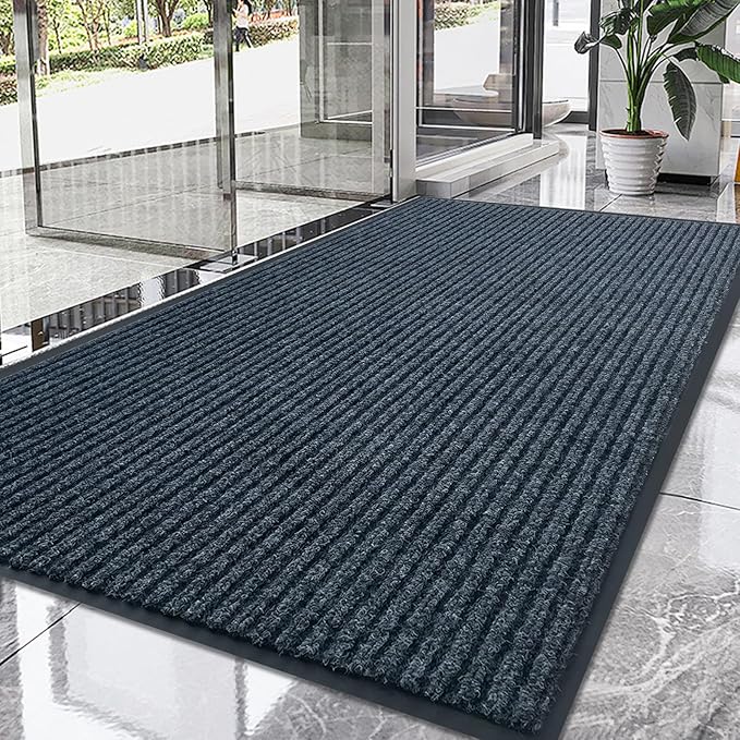 Front Door Mat,3'x10'Indoor Outdoor Door Mat,Heavy Duty Welcome,Commercial Floor Mats Inside Outside Entrance, Waterproof All-Season, All-Weather Non Slip Backing Doormat for Entryway,Dark Gray