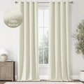 ChrisDowa 100% Blackout Iovry Solid Curtains 108 Inches Long 2 Panels for Bedroom Living Room,Farmhouse Room Darkening Thermal Insulated Soundproof Grommet Top Window Treatment Drapes,52x108