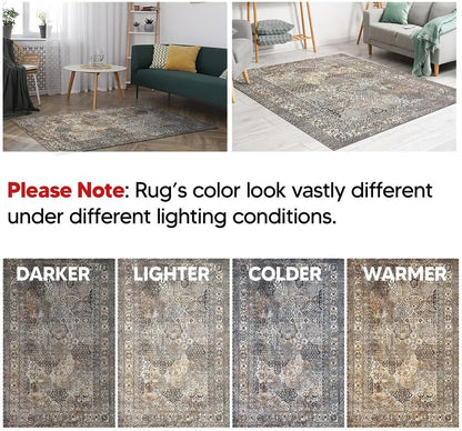 Keen Home Design 2x12 Rug - Machine Washable Runner Rug with Non-Slip Backing, Ideal for Hallway, Entryway, Kitchen, Laundry Room - Vintage, Easy Clean, Durable, Low Pile - (2'6" x 12')