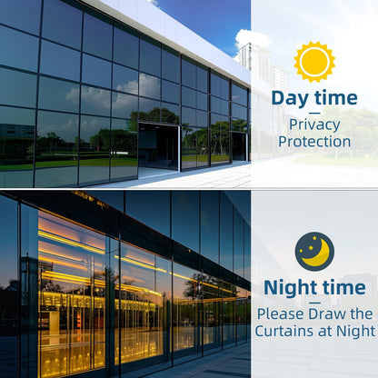 DUOFIRE One Way Window Film Privacy See Out Not in Heat Blocker Window Tint Reflective Mirror Windows Tinting Film for Home Static Cling Anti-UV Sun Blocking Windows Covering（Silver, 23.6x78.7in）