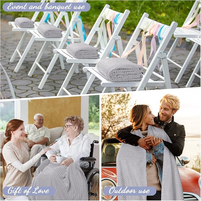 Buryeah 12 Pcs Flannel Throw Blanket Bulk 50 x 60 in Sleepover Blanket Outdoor Wedding Throw Lightweight, Oeko-tex Standard 100 Certified for Sofa Homeless Gifts (Light Gray)