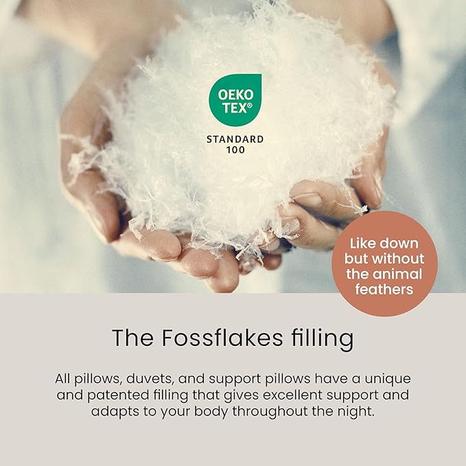 FOSSFLAKES Nordic Sleep, Bed Pillow Hypoallergenic Supportive with Down Alternate, Breathable and Machine Washable, Ideal for Side and Back Sleepers (White Medium High, King (U.S. Standard))
