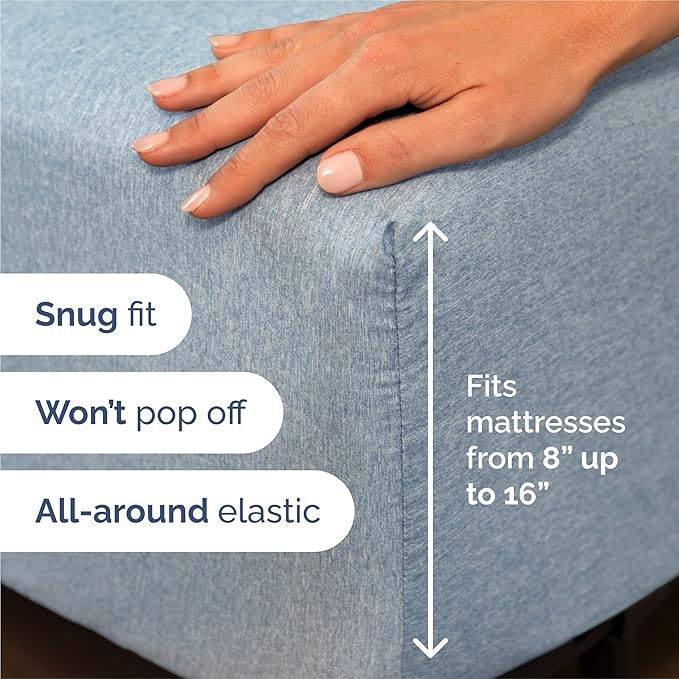 King 6 Piece Sheet Set - Cooling & Breathable - Hotel Luxury Bedding, Includes Fitted Sheet for Women, Men, Kids and Teens - 1 Flat, 1 Fitted Sheet, 4 Pillowcases with Deep Pockets - Heathered Blue