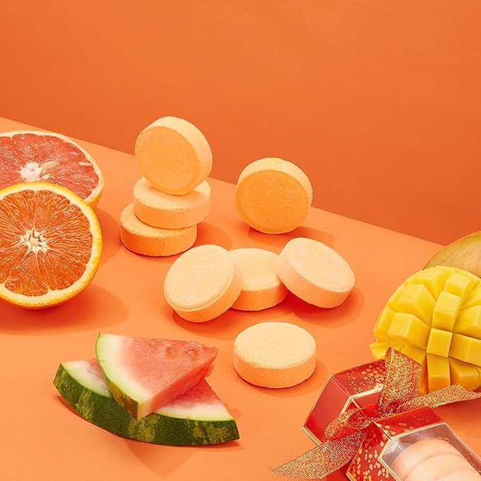 Shower Steamers Gifts for Women & Men - Orange, Watermelon, Mango, Pink Grapefruit Essential Oils Scented Aromatherapy Bath Bombs, Nasal Congestion Relief Shower Tablets, Birthday Gifts