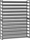 Large Shoe Rack 12 Tier Shoe Organizer, Heavy Duty Metal 6-Tier Stackable Shoe Storage Vertical Shoe Rack for Closet Front Door Entrance, Up to 75 Pairs, 44.8" W x 11.4" D x 85.1" H, Black