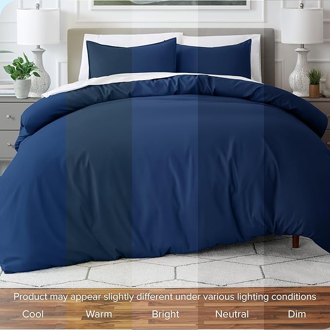 Bare Home Bedding Duvet Cover Extra Long Size - Premium 1800 Super Soft - Lightweight, Cooling Duvet Cover - Soft Breathable Bedding (Twin/Twin XL, Dark Blue)