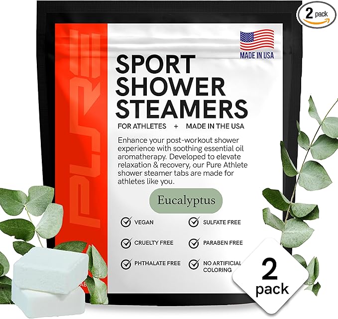 Sport Shower Steamers - Made in USA with Natural Eucalyptus Essential Oil, Aromatherapy, Stress and Sinus Relief, Muscle Recovery for Athletes, Best Christmas Stocking Stuffers for Runners