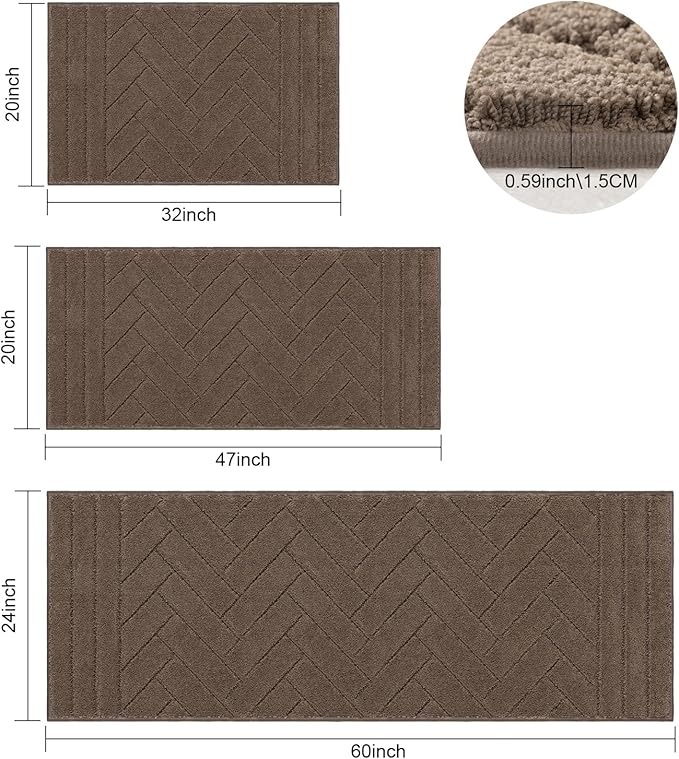 hicorfe Indoor Doormat,Front Back Door Mat Rubber Backing Non Slip Door Mats 20"x48" Absorbent Resist Dirt Entrance Doormat Inside Floor Mats for Entryway Washable Low-Profile(Camel)