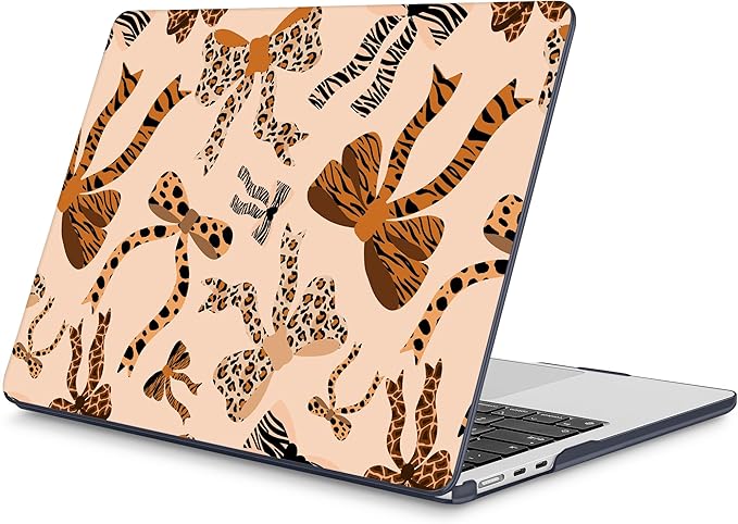 Mektron for 2025 M4 MacBook Air 13.6 Inch A3240 Case Fits 2023 A2681 M2 2024 A3113 M3 Chip with Liquid Retina Display Touch ID, Printed Plastic Hard Shell Cover for MacBook Air 13.6", Leopard Bows
