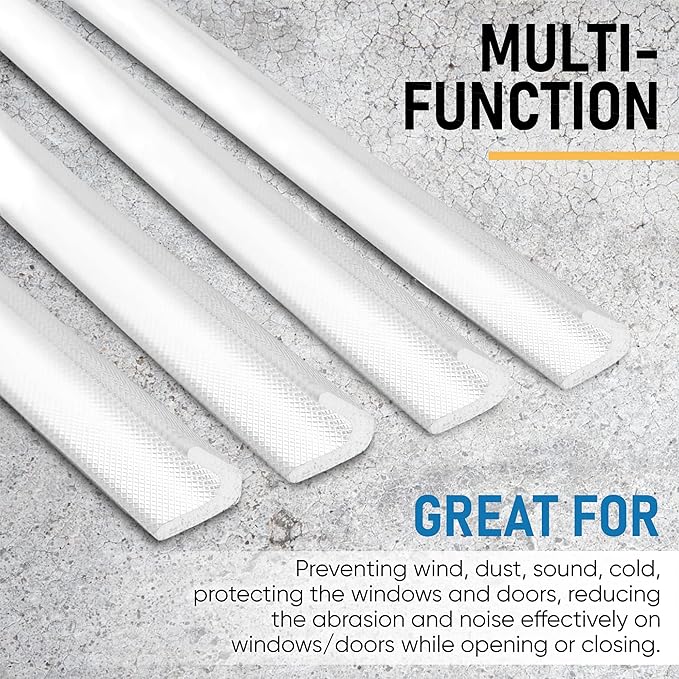 Adhesive V Shape Weatherstrip, Weather Stripping Door Seal Strip Foam Door Frame Insulation Side Jamb Bottom Groove Gap Filler Soundproof V Weatherstripping (White, 1/2 in x 1/2 in x 26 Ft)