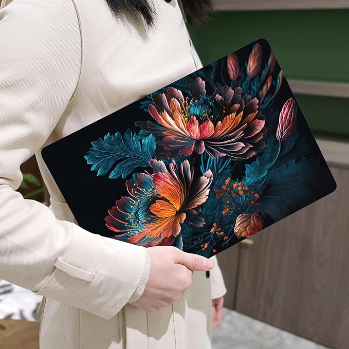 MEEgoodo for MacBook Air 13 inch Case 2021 2020 2019 2018 Released A2337 M1 A2179 A1932 with Touch ID, Plastic Hard Shell & Keyboard Cover Compatible with MacBook Air Case 13.3, Bunch Flowers