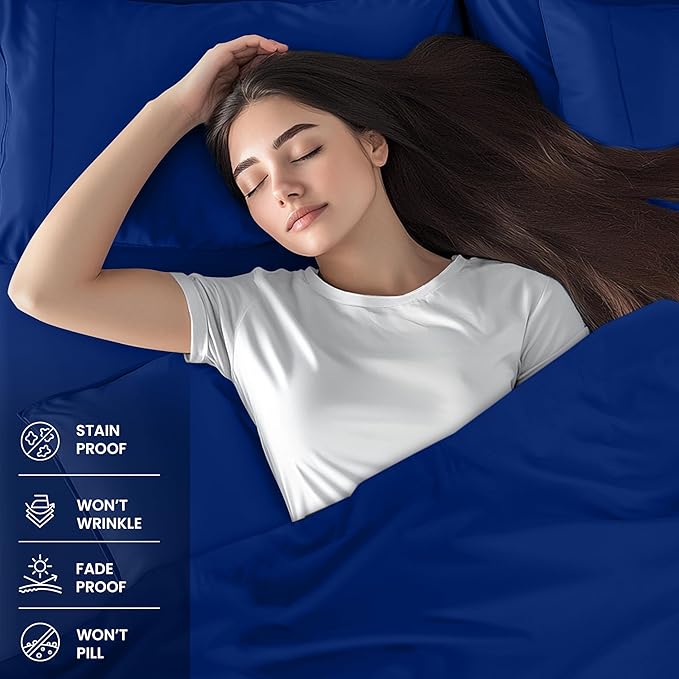 Utopia Bedding King Sheet Set – 4 Piece Bed Sheets for King Size Bed, Soft and Breathable Microfiber, Includes 1 Fitted Sheet, 1 Flat Sheet and 2 Pillowcases (Royal Blue)