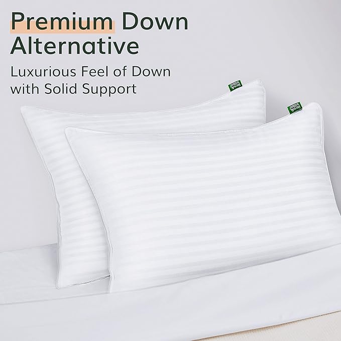 Fern and Willow Premium Queen Size Bed Pillows - Set of 2, 28"x20" - Luxurious Ultra-Soft Cooling Pillow - Hotel Quality, Down Alternative Fill, Medium Firm Support for Side, Back & Stomach Sleepers