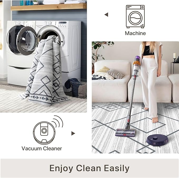 3x5 Rug, Small Area Rug for Living Room, Bedroom, Kitchen, Machine Washable Non-Slip Throw Rug, Low Pile Carpet Western Rug for Entryway Nursery Coffee Table, Checkered