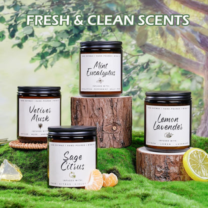 Auelife Mint Eucalyptus Candle | Aromatherapy Candle for Relaxation, Soy Candles for Home Scented, Home Fragrance Gifts for Women Men - Long-Lasting 7oz Jar