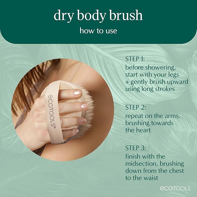 EcoTools Dry Body Brush, for Post Shower & Bath Skincare Routine, Removes Dirt and Promotes Blood Circulation, 1 Count