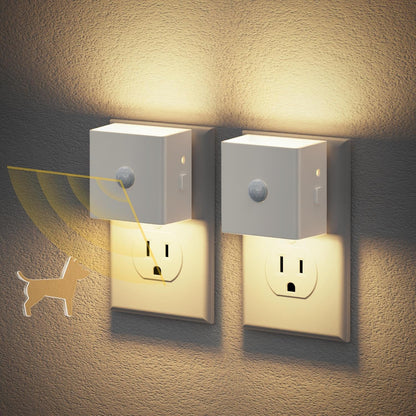 JandCase Motion Sensor Night Light, Night Lights Plug into Wall with Adjustable Brightness, Motion Activated Night Light, 3000K Warm White, for Kids Bathroom Hallway Kitchen Bedroom