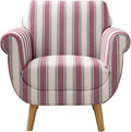 VANOMi Mid-Century Accent Chair with Stripe Pattern, Modern Linen Fabric Armchair with Wood Legs, Club Chair for Living Room, Comfy Upholstered Side Chairs for Bedroom, Reading, Small Place (Red)