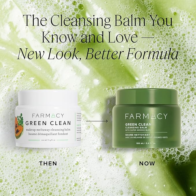 Farmacy Makeup Remover Cleansing Balm - Green Clean Waterproof Makeup Remover Balm + Oil Cleanser for Face - Gently Removes Make Up + SPF while Hydrating Skin (200ml)