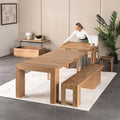 Transformer Table - Solid Wood Extendable Dining Table, Seats 2-12, Extendable Dining Room Table, Space-Saving Furniture, Expandable Dining Furniture (Natural, Table + Bench + Coffee Table)