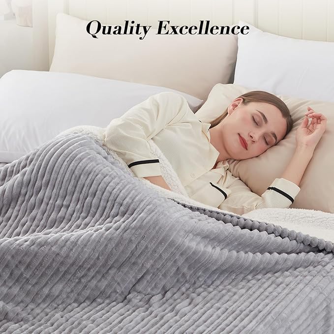 Westinghouse Queen Size Electric Blanket, Flannel to Sherpa Reversible, Heated Blanket Queen with Dual Control 10 Heating Settings & 1-12 Hours Auto Shut Off, Machine Washable, (84" x 90", Light Grey)