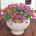 HyeFlora Artificial Flowers for Outdoor Indoor Garden Home Decoration, Faux Flower Daisy with Eucalyptus Leaves Fake Plants Greenery Boxwood Porch Patio, 12 Bundles (Purple Pink)