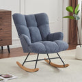 Rocking Chair Nursery Teddy Upholstered Glider Rocker Rocking Accent Chair Padded Seat with High Backrest Armchair Comfy Side Chair for Living Room Offices Bedroom(Sky Blue Teddy)