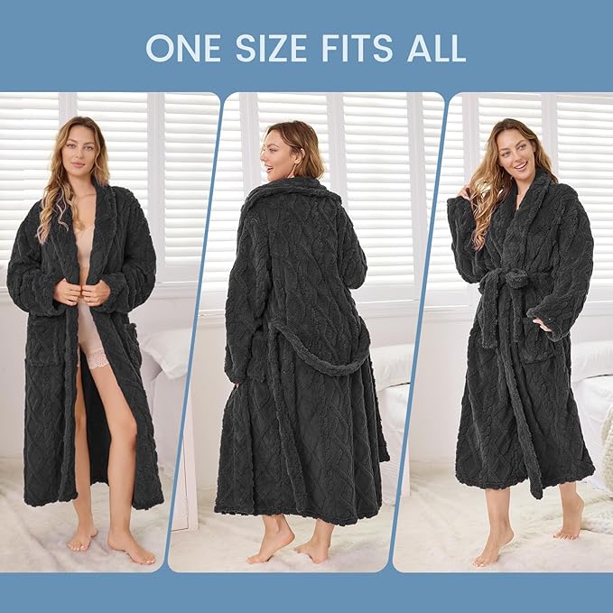 MIZZEO Microfiber Robes for Women, Cozy Soft Warm Plush Women Robe Plush Long Bathrobe