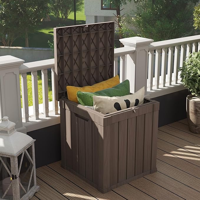 50 Gallon Deck Box Plus,Outdoor Storage Box Lockable,Waterproof for Patio Furniture, Garden Tools, Pool Accessories, Package Delivery Boxes For Outside, Greige