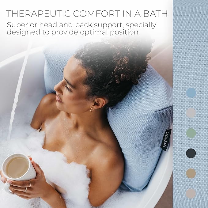 BADESOFA® Luxury Bath Pillow M - Lusciously Soft & Comfortable Tub Pillow for Bathtub - Washable & Quick-Drying Bath Back Pillow - Non-Slip Full Body Tub Pillow - Luxury Spa Cushion in Blue
