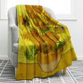 Jekeno Vase with Fifteen Sunflowers Blanket Gifts for Women Kids Girls Flower Floral Art Decor for Home Bedroom Living Room Soft Cozy Throw Blankets 50"x60"