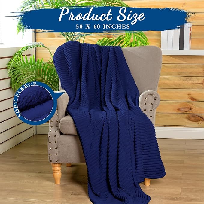Buryeah 6 Pcs Flannel Throw Blanket Bulk 50 x 60 in Sleepover Blanket Outdoor Wedding Throw Lightweight, Oeko-tex Standard 100 Certified for Sofa Homeless Gifts (Navy)