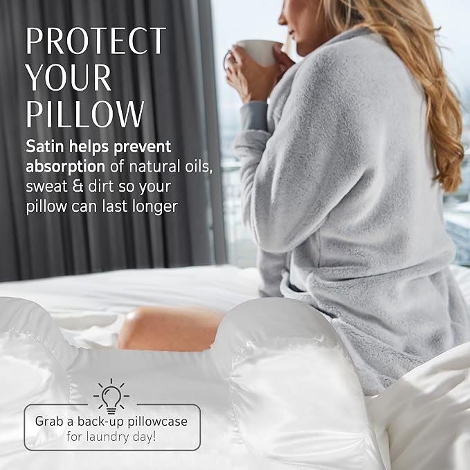 YourFacePillow Satin Pillowcase - Compatible with The YourFacePillow Beauty Pillow - Soft & Cool Satin Pillowcase with Hidden Zipper - Beauty Pillow Sold Separately (Set of 1, White)
