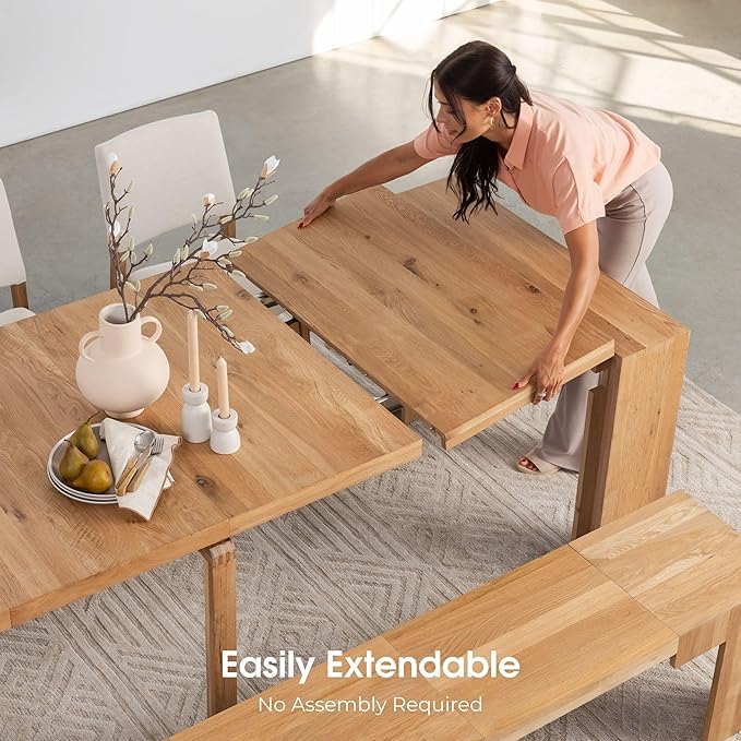 Transformer Table - Solid Wood Extendable Dining Table, Seats 2-12, Extendable Dining Room Table, Space-Saving Furniture, Expandable Dining Furniture (Natural, Table + Coffee Table)