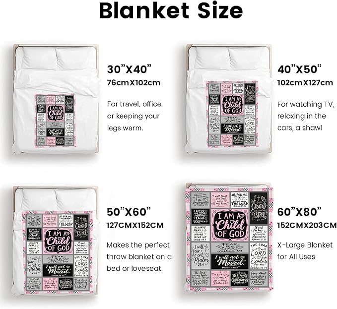 Christian Gift for Women, Inspirational Throw Blanket for Couch, Soft Lightweight Flannel Blanket, 40"x 50" Thoughts and Prayers Blankets for Bedroom Sofa Living Room Decoration
