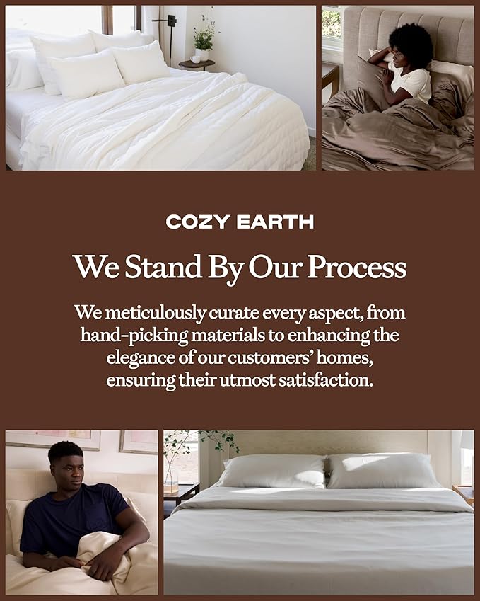 Cozy Earth Luxury Duvet Cover Queen - 100% Viscose from Bamboo - Ultra-Soft, Cooling & Lightweight Duvet Cover - Temperature-Regulating Bedding with Concealed Zip & Interior Snap Closures - Peony