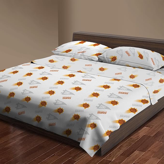 Northwest Officially Licensed Phoenix Suns NBA Twin Size Sheet Set – Soft Team Logo Bedding for Dorms, Bedrooms, Fan Caves & Game Day Style
