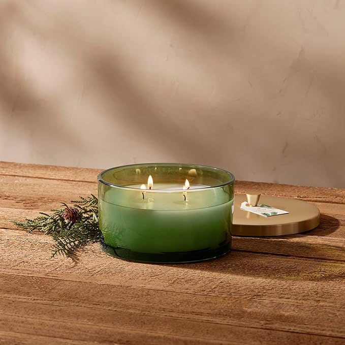 Thymes Frasier Fir Scented Candles for Home Decor – Green Heritage Holiday Candle – Notes of Siberian Fir Needles, Cedarwood & Sandalwood – Luxury Home Fragrance Gifts for Women & Men (4-Wick, 21 oz)