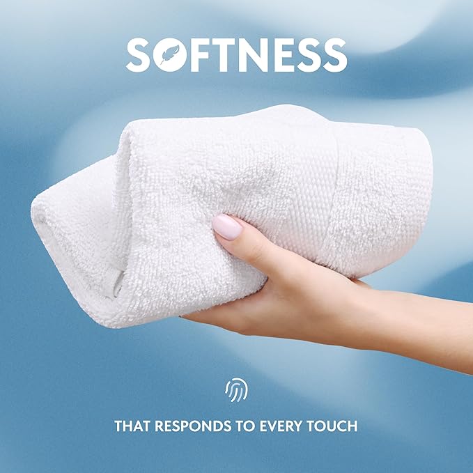 White Classic Luxury Cotton Washcloths 13x13 Inch - 650 GSM Turkish Cotton | Hotel, Spa, Bathroom Face Towel | 12 Pack